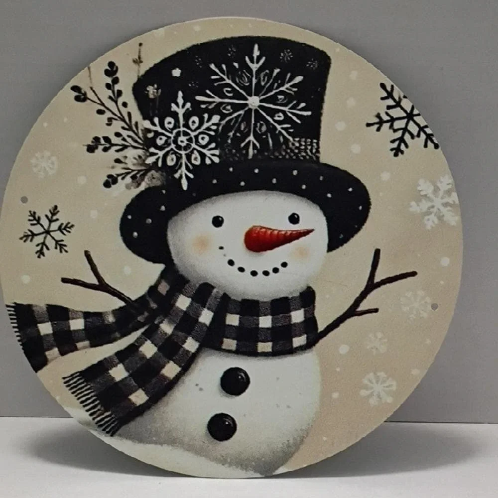 Festive Metal Snowman Holiday Home/ Wreath Accessory.  New
